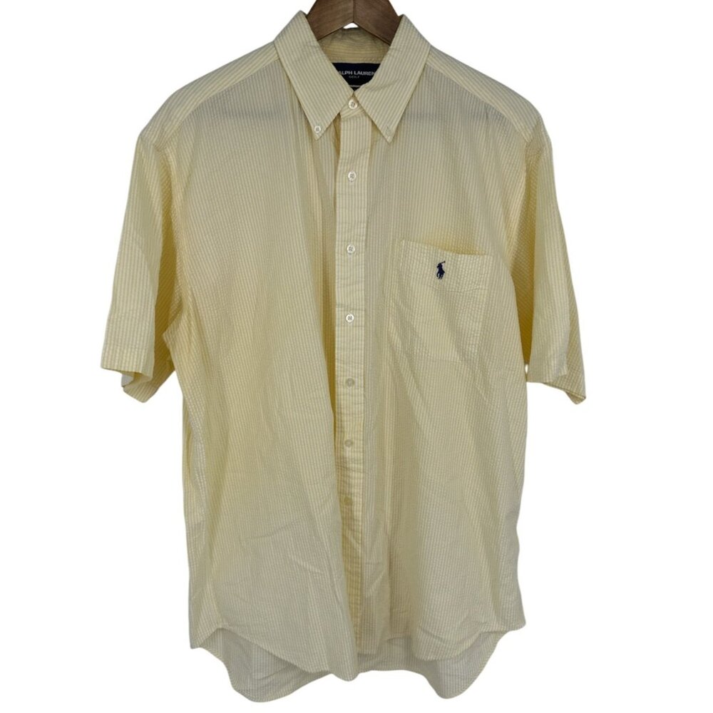 Ralph Lauren Golf Tilden Striped Button-Down Short Sleeve Classic Fit Shirt Sz L